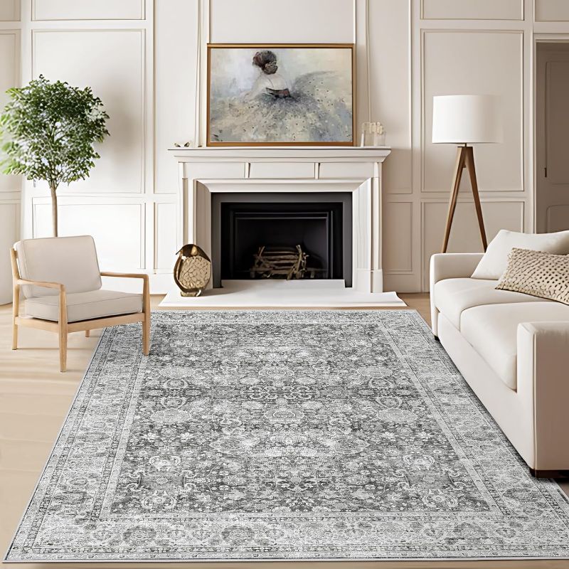 Photo 1 of Area Rug 6x9 Living Room Distressed Area Rugs, Non Slip Washable Rugs Grey Large Rug for Bedroom Dining Room Office, Floor Decoration Big Rug Mat Low-Pile(Grey)
