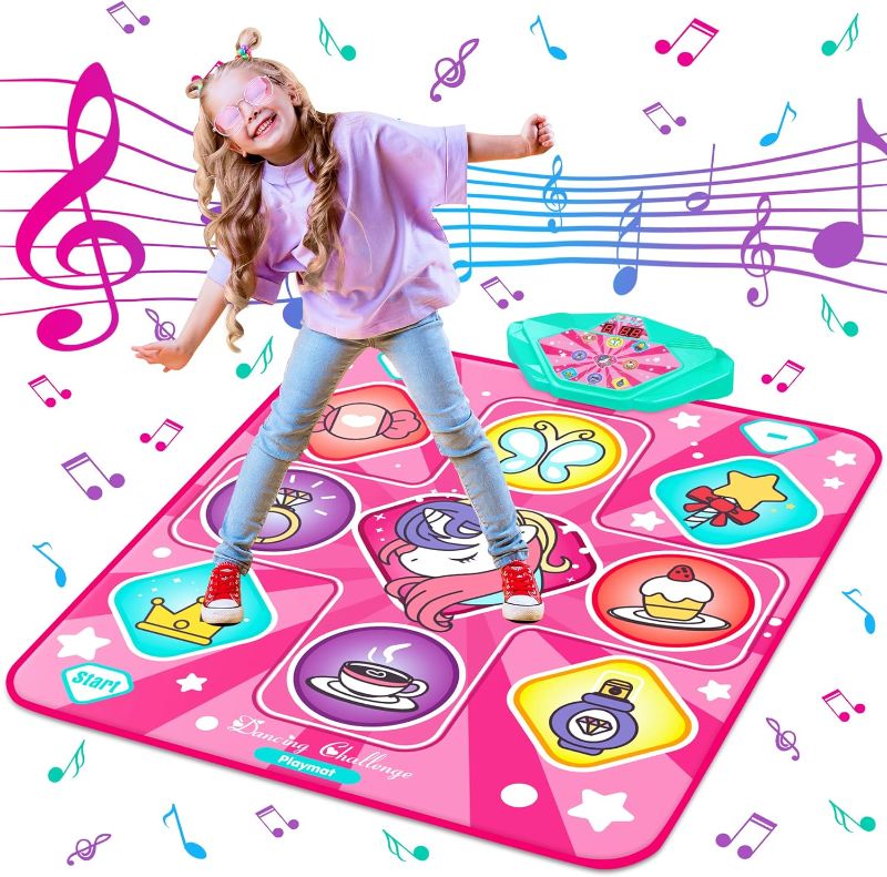 Photo 1 of Unicorn Dance Mat, Dance Mixer Rhythm Step Play Mat, Pink Dance Pad with LED Lights, Adjustable Volume, Built-in Music, 5 Game Modes, Xmas B-Day Gifts for 3-12 Years Old Girls Toys
