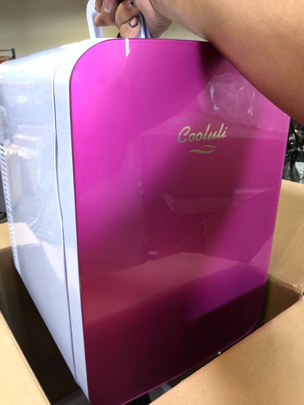 Photo 2 of Cooluli 20L Mini Fridge For Bedroom - Car, Office Desk & College Dorm Room - Glass Front & Digital Temperature Control - Small 12v Refrigerator for Food, Drinks, Skincare, Beauty & Breast Milk (Pink) 20 Liter Pink