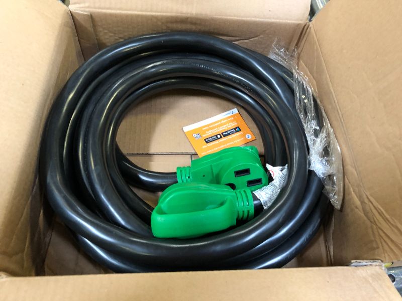 Photo 2 of addlon 50 Amp 25 Feet RV/EV Extension Cord with Adapter 30M/50F, Heavy Duty 6/3+8/1 STW AWG Gauge 4 Prong Power Cord, NEMA 14-50P to 14-50R, Tesla Model 3-S-X-Y,Black-Green, ETL Listed