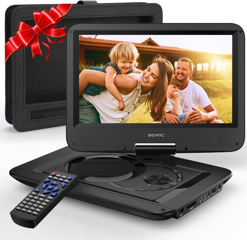 Photo 1 of 12.5" Portable DVD Player with 5-Hour Rechargeable Battery, 10.5" HD Swivel Screen with Car Headrest Holder, Car Charger and Power Adaptor, Support CD/DVD/SD Card/USB, Region Free (Black)
