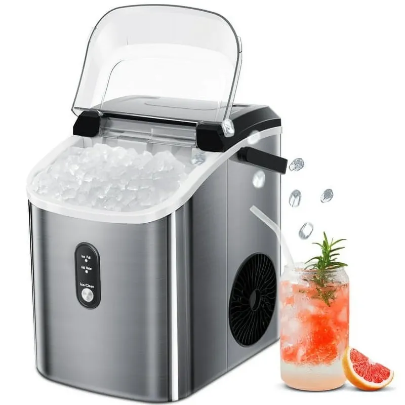 Photo 1 of Auseo Countertop Nugget Ice Maker, Self-cleaning Portable Ice Maker Machine with Ice Scoop, 33Lbs/24H for Home/Office/Bar/Party, Stainless Steel
