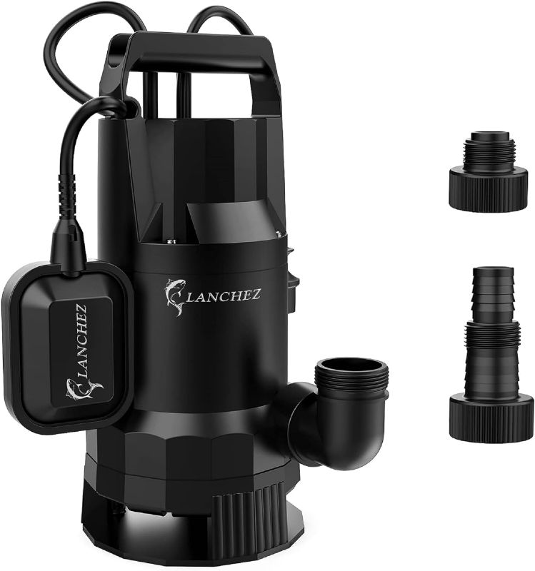 Photo 1 of 1.6 HP Sump Pump Submersible with Automatic Float Switch, 4858GPH Clean/Dirty Transfer Water Pump with 25FT Cord for Swimming Pool Garden Basement Tub Pond Draining
