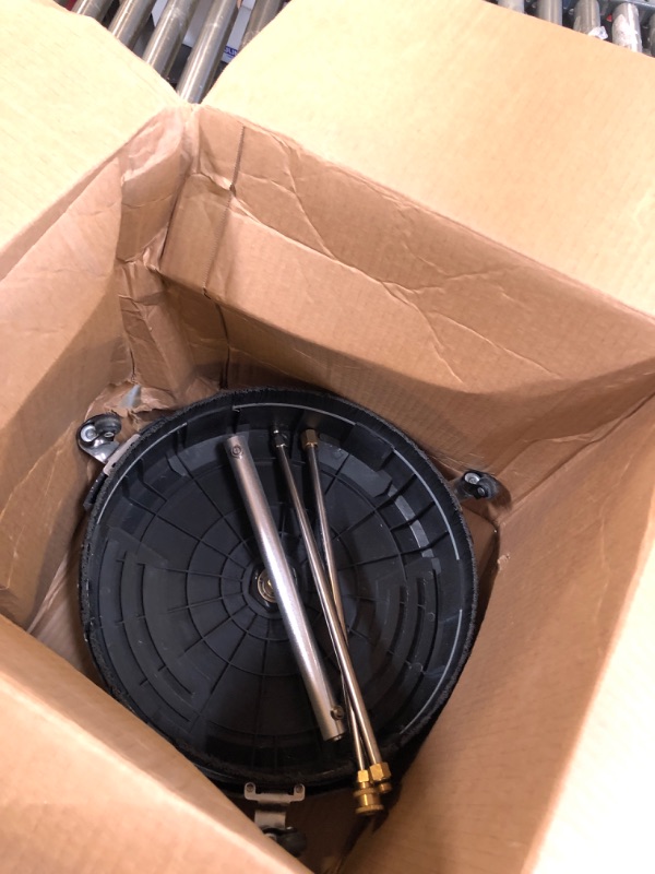 Photo 1 of Tool Daily 15 Inch Pressure Washer Surface Cleaner Attachment with Wheels, with 2 Power Washer Extension Wands and 2 Replacement Nozzles, 3600 PSI, Black