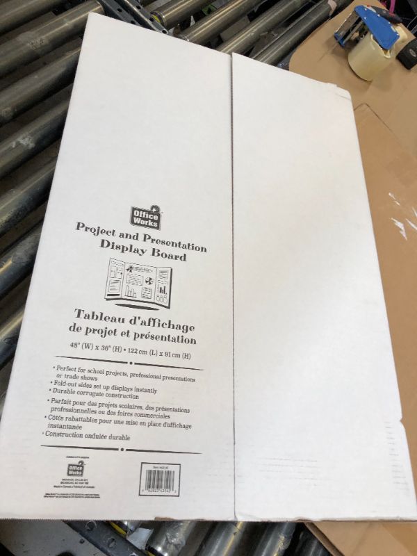 Photo 1 of Desk Tech Large Tri-Fold Presentation Board, 36" x 48" Portable Poster Board, Made of Corrugated Paper, Versatile Display Board for School/Office Projects, Exhibitions, and Workshops, White, 1 Piece 1-pk White