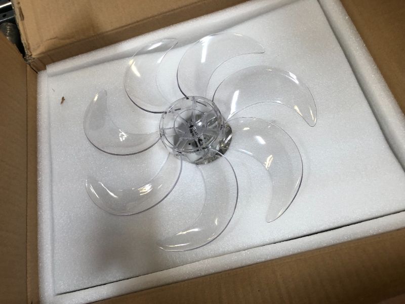 Photo 3 of 26.8 Inch Crystal Flower Ceiling Fan with Lights Remote Control, Silent 6 Speed 3 Color Dimmable Lamp with Invisible Blades for Indoor Bedroom Living Room Home Decoration