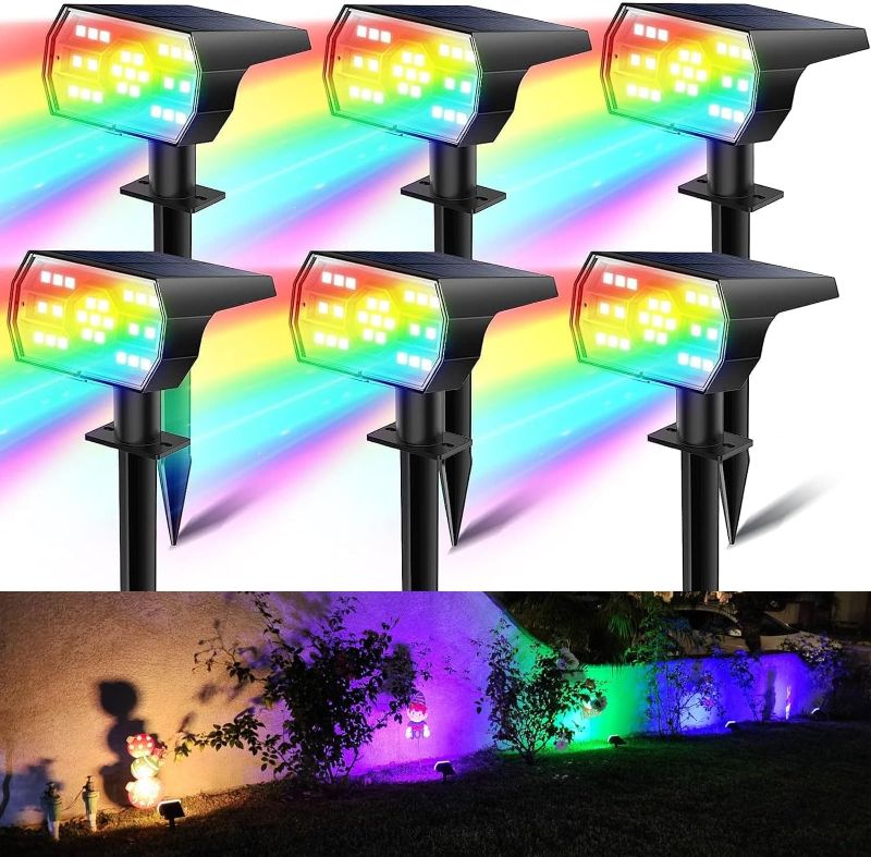 Photo 1 of Kaxiida Solar Color Changing Lights Outdoor, Waterproof IP68 Solar Lights Outdoor with 7 Lighting Modes, Multicolor RGB Outdoor Lights for Christmas Garden Yard Landscape Decorations