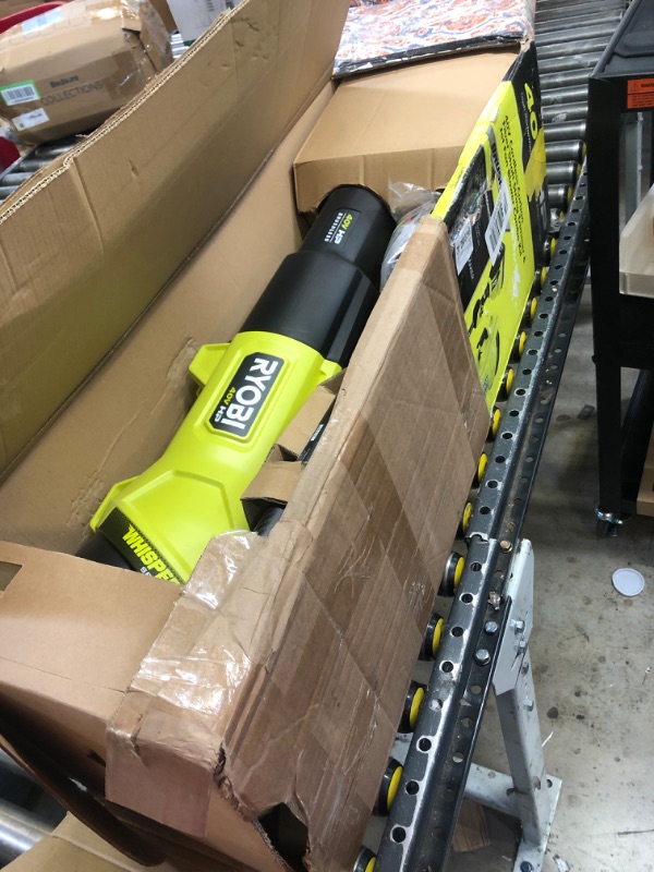 Photo 2 of RYOBI 40V HP Brushless 600 CFM 155 MPH Cordless Leaf Blower and Carbon Fiber String Trimmer with 4.0 Ah Battery and Charger