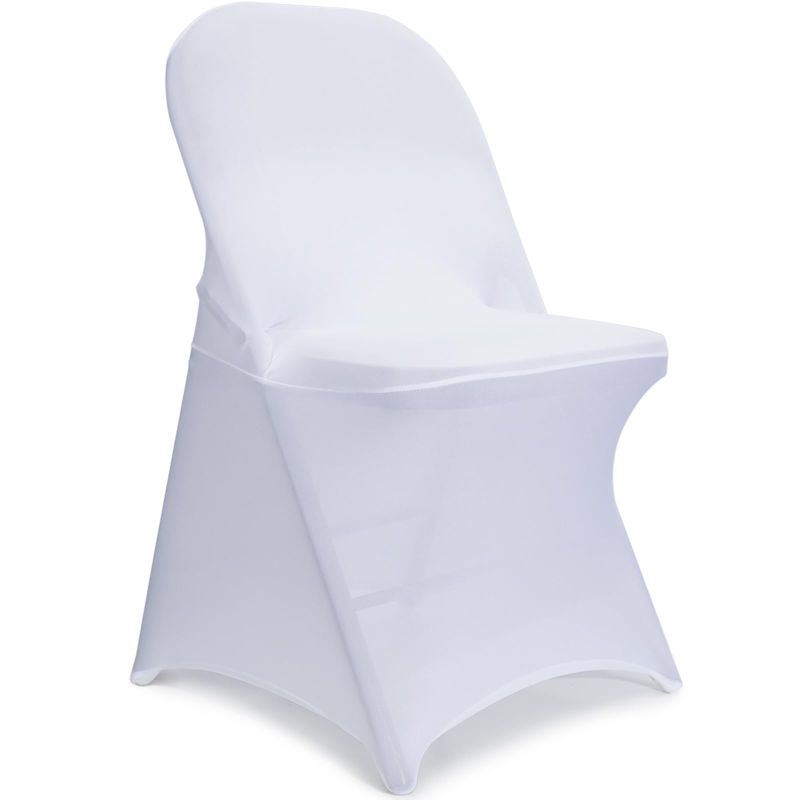 Photo 1 of 10PCS Spandex Folding Chair Covers, Upgraded Stretch Elastic Fitted Chair Cover Protector for Wedding, Holidays, Banquet, Party, Celebration (White) White 10