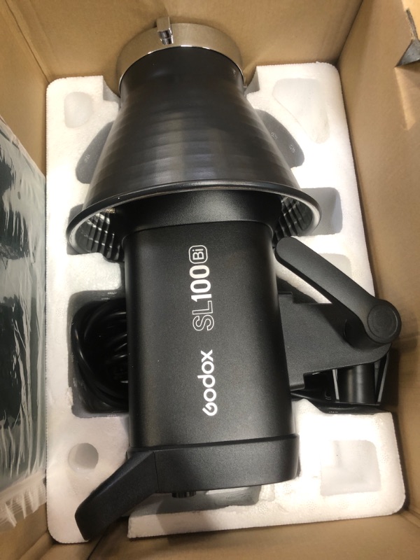 Photo 1 of Godox SL100Bi 100W Bi-Color LED Video Light, 32100Lux@1M 2800K-6500K CRI96+ TLCI97+ Bowens Mount LED Continuous Lighting for Photography, 11 FX Effects Studio LED with RC-A6 Remote