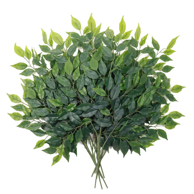 Photo 2 of Artificial Greenery Stems Silk Green Leaves Fake 23in Ficus Garland Spray Plants Faux Greenery Decoration for Centerpieces Wedding Arch Flower Bouquet Table Home Decor 