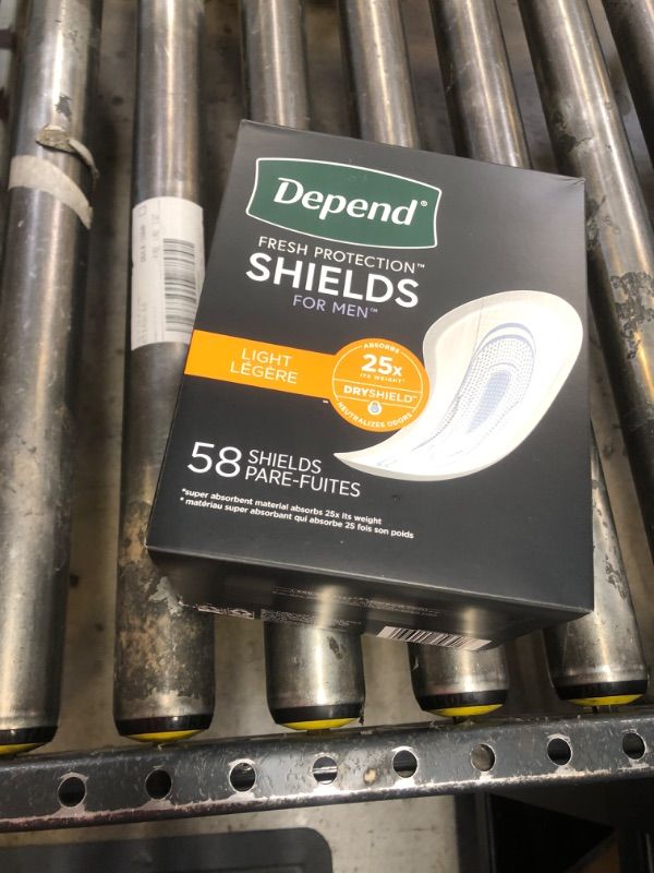 Photo 1 of Depend Incontinence/Bladder Control Shields, Incontinence Pads for Men, Light Absorbency, 58 Count (Packaging May Vary) 58 Count (Pack of 1)