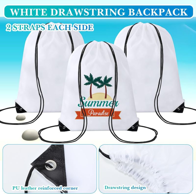 Photo 1 of 12pcs---Drawstring Bags Blank White 