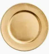 Photo 1 of 10pcs--Charger Plates Bulk 13 Inch Round Wedding Chargers Plastic Plate Chargers Dinner Charger Plates for Wedding Party Baby Shower Table Setting Event Decoration(Gold)