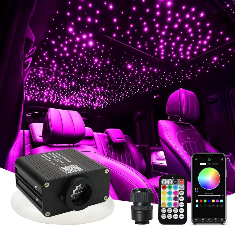 Photo 1 of AMKI Upgraded 16W Starlight Headliner Kit Twinkle+Sound Activated 600pcs 0.03in 9.8ft Cable Fiber Optic Light APP/Remote Control for Car Home Star Ceiling Decoration