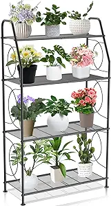 Photo 1 of 4 tier plant stand
Plant Stand, 4 Tier Plant Shelf for Indoor Outdoor, Heavy Duty Metal Tall Plant Stands Holder Rack for Living Room Balcony and Garden, Black