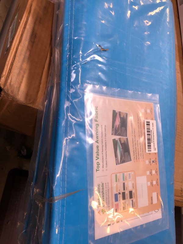 Photo 2 of RV Awning Fabric Replacement Camper Trailer Awning Fabric Super Heavy Vinyl Coated Polyester 17'3''(Fit for 18' Awning)- Blue Wave 18' (Actual Fabric 17'3'') Blue Wave