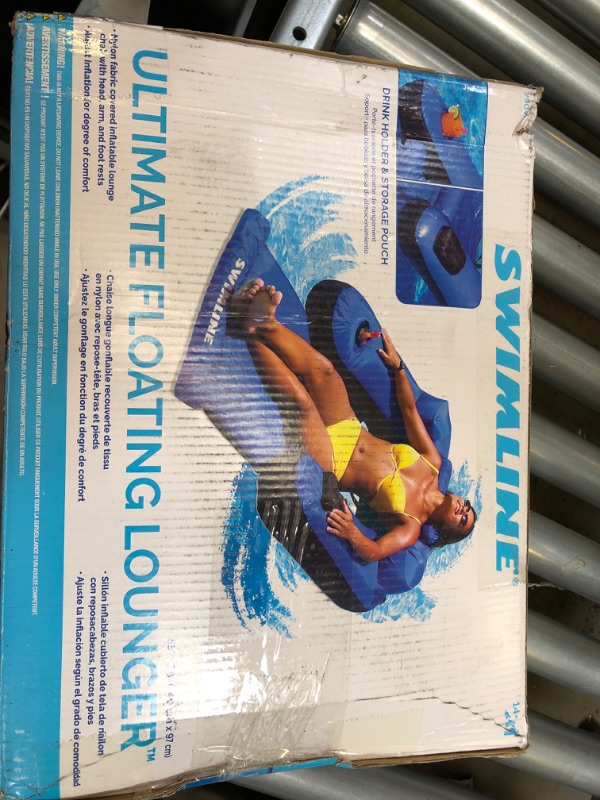 Photo 1 of SWIMLINE ORIGINAL Fabric Covered Pool Float Mattress Ultimate Lounger Raft For Adults & Kids | Back, Leg, & Arm Rests, Cup Holder, & Quick-Dry Cover For Adult Or Kid Floating & Lounging 9047 Fabric Covered Lounger
