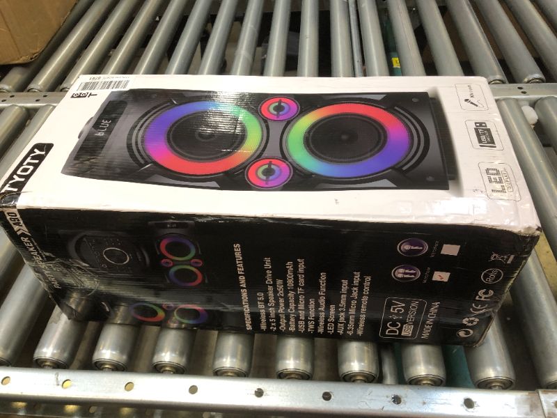 Photo 1 of Karaoke Machine with 2 Wireless Microphones, Portable PA System Big Bluetooth Speaker with LED Lights, Remote Control Support Bass/Treble Adjustment, TF Card/USB, REC for Adult Kids Home Party