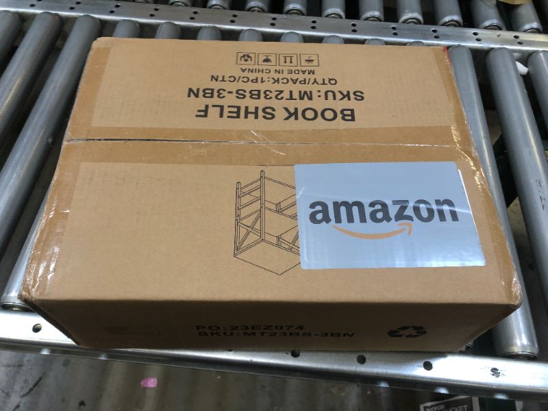 Photo 1 of Bookcase, Industrial 3 Tier Bookshelf,Narrow Bookcase with Rustic Wood and Metal, FreeStanding Storage Small Bookshelf for Small Space, Living Room, Bedroom and Home Office, Brown 3-Tier?15.7"W x 11.8"D x 27.6"H? Brown