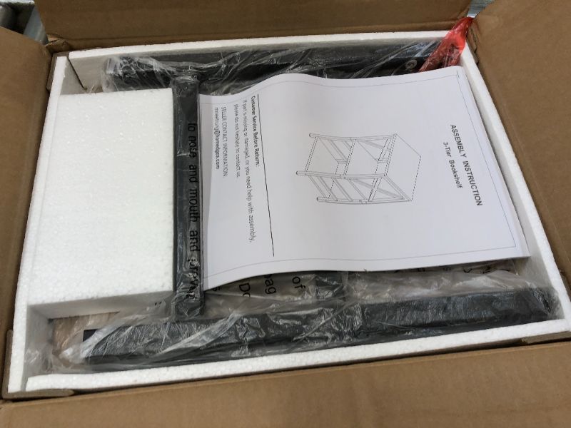 Photo 1 of Bookcase, Industrial 3 Tier Bookshelf,Narrow Bookcase with Rustic Wood and Metal, FreeStanding Storage Small Bookshelf for Small Space, Living Room, Bedroom and Home Office, Brown 3-Tier?15.7"W x 11.8"D x 27.6"H? Brown