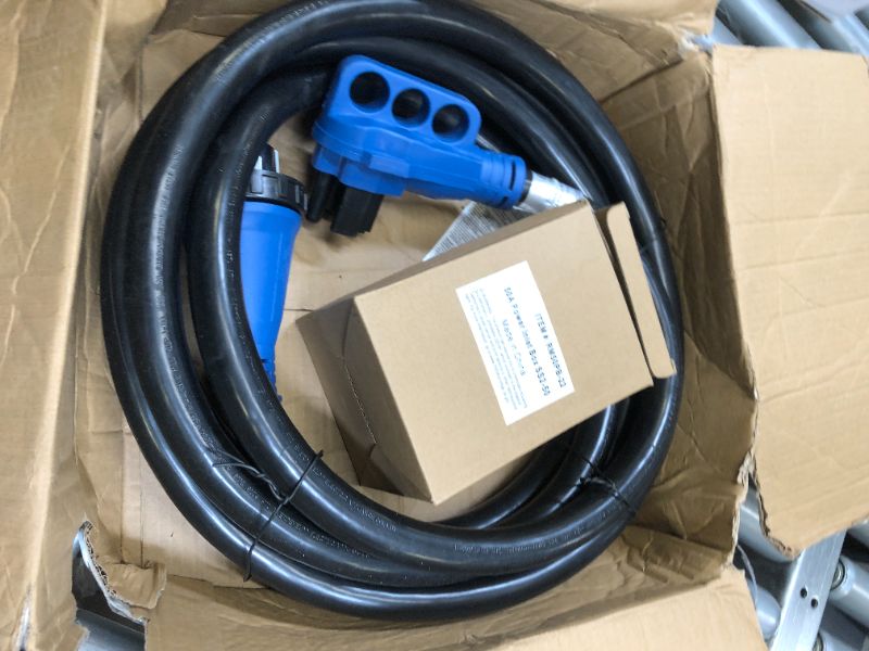 Photo 2 of 50 Amp Generator Cord and Power Inlet Box, 20FT Generator Extension Cords 50 Amp,125V/250V Generator Power Cord NEMA14-50P/SS2-50R Twist Lock Connector 20FT Black+Blue 50Amp