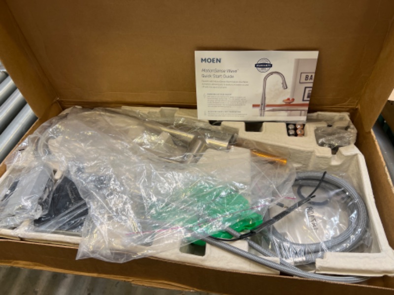 Photo 1 of Moen Sleek Spot Resist Stainless Motionsense Wave Sensor Touchless One-Handle High Arc Pulldown Modern Kitchen Faucet Featuring Power Clean, 7864EWSRS Spot Resist Stainless Wave Sensor