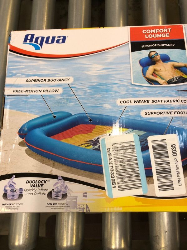 Photo 1 of Aqua Comfort Pool Float Lounge – Inflatable Pool Floats for Adults with Headrest & Footrest – Multiple Colors Comfort Luxury Lounge Surfer Sunset