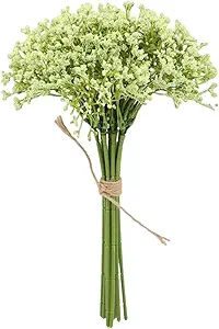 Photo 1 of 12Pcs Artificial Baby's Breath Bouquet with Stem Reusable Home Wedding Party Faux Flower Floral Arrangement Decoration Photo Props Green