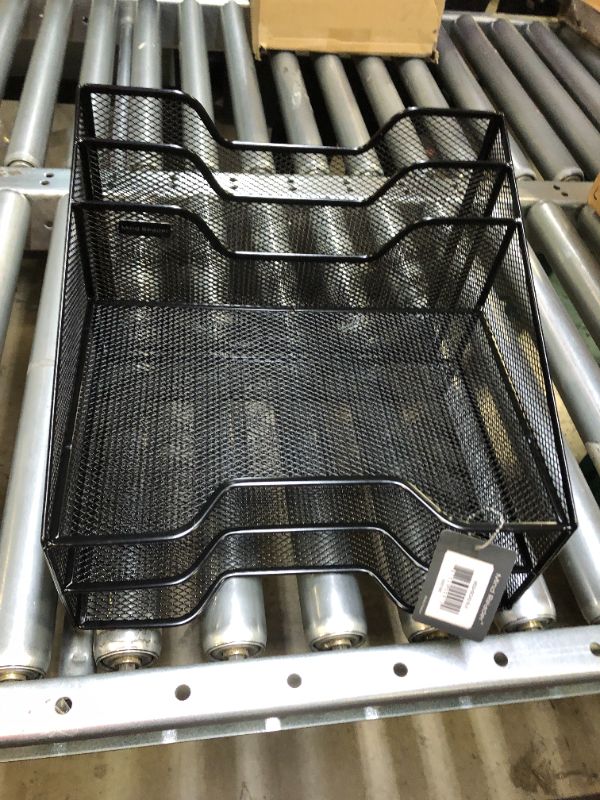 Photo 1 of Mind Reader Desktop Organizer, Vertical File Holder, Paper Trays, Office, Metal Mesh, 12.5"L x 11.5"W x 9.5"H, Black Single Black