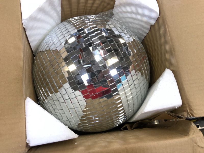 Photo 2 of 12" Mirror Disco Ball - Large Fun Silver Hanging Party Mirror Decor Ball - Big Hanging Ball Decor for Stage Bar Home Party Wedding Christmas Holiday Decoration 12 inches