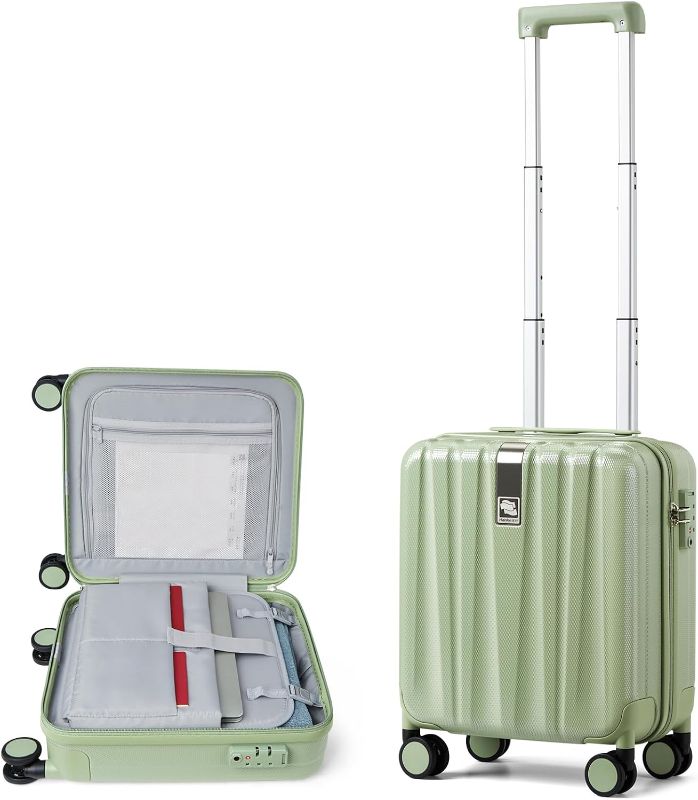 Photo 1 of Hanke 16 Inch Underseat Carry on Luggage with Wheels,Small Hard Shell Suitcases for Weekender,Tsa Approved Lightweight Travel Luggage Suitcase for Womem Men,Bamboo Green.