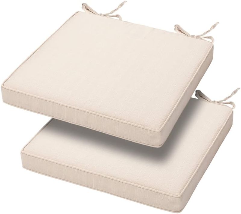 Photo 1 of 18"x18"x2.5" Square Corner Seat Cushion, 2 Pack, Indoor/Outdoor Waterproof Weather Resistant Universal Seat Cushions Chair Pads, for Patio Garden Dining Office Floor (Beige)
