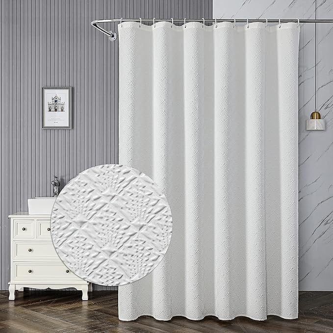 Photo 1 of Muuyi Shower Curtain, White Shower Curtains for Bathroom