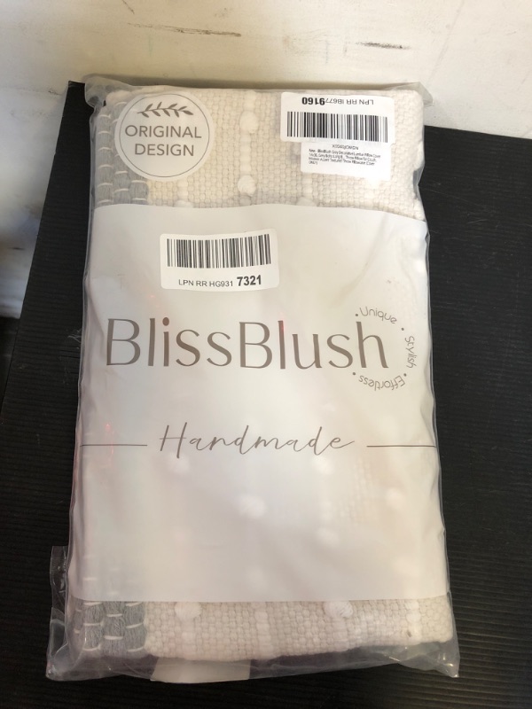 Photo 1 of Blissblush Grey Decorative Lumbar Pillow Cover 