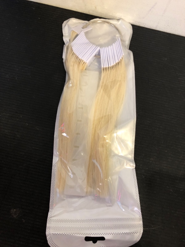 Photo 1 of 30 Pcs Human Hair Swatches Testing Color Samples for Salon Color Rings Free 2 Swatch Holders (8 inch Light Blonde) #613 Light Blonde