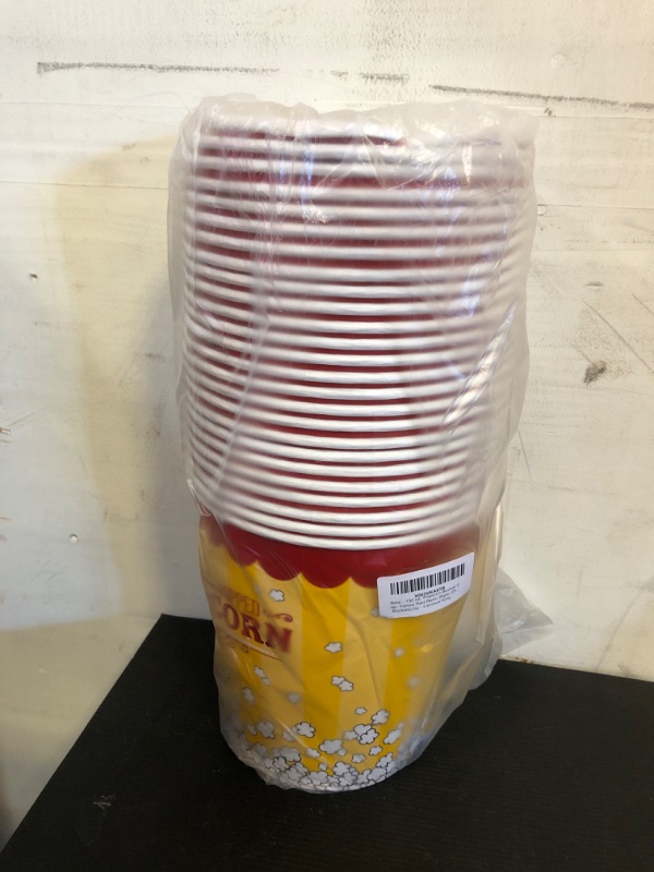 Photo 2 of 130 oz. Popcorn Bucket Cup, Yellow Red Retro Style (25 Buckets) by - Carnival King