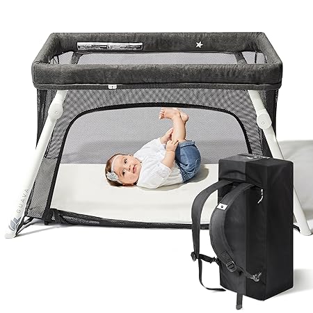 Photo 1 of Guava Lotus Travel Crib with Lightweight Backpack Design | Certified Baby Safe Portable Crib | Folding Play Yard with Comfy Mattress for Babies & Toddlers | Compact Baby Travel Bed
