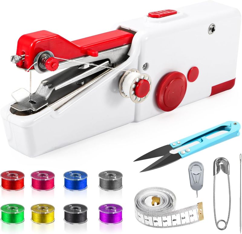 Photo 1 of Handheld Sewing Machine, Hand Sewing Machine for Beginners, Battery Operated Mini Sewing Machines, Portable Sewing Machines for Various Fabrics, Tool Kit for Clothing Repair and Sewing Crafts
