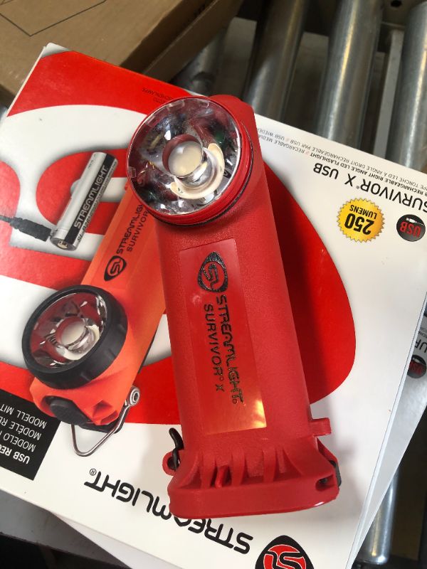 Photo 1 of Streamlight 90044 Orange Survivor X USB Right Angled Fire Flashlight 250 Lumen

