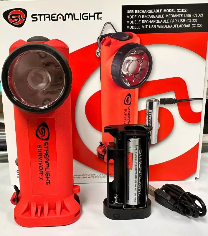 Photo 1 of Streamlight 90044 Orange Survivor X USB Right Angled Fire Flashlight 250 Lumen
