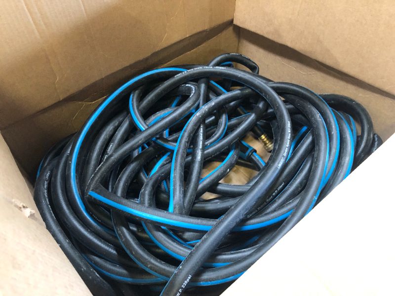 Photo 2 of Garden Hose 5/8 in x 25 ft, Heavy Duty Super Flexible Water Hoses - All-weather,Lightweight,Never Kink & Tangle Car Washing Pipe for Yard, Outdoor,Burst 600 PSI, Blackblue 25FT