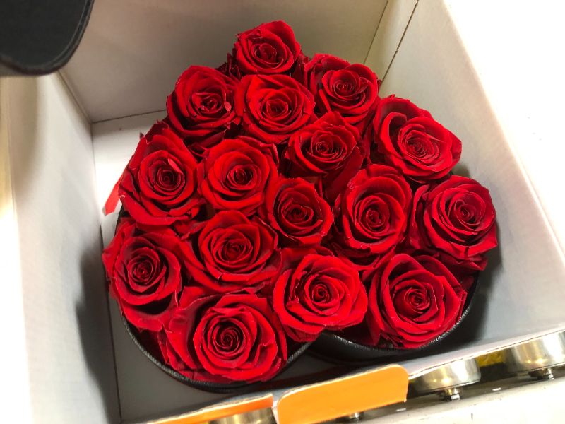 Photo 2 of 16 Preserved Flower, Fresh Forever Roses in Heart Shape Box, Eternal Roses, Birthday Gifts for Women, Wife, Her, Mother's Day, Valentine's Day-Red Roses
