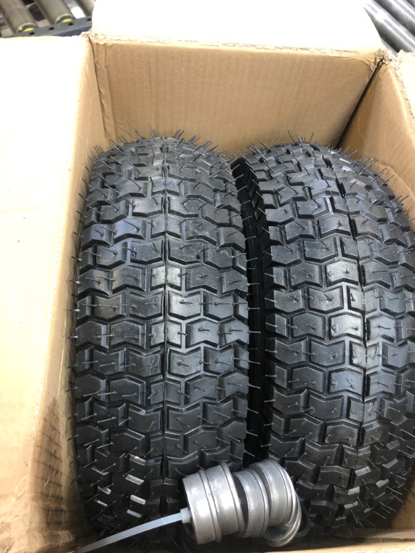 Photo 2 of 13x5.00-6 Rubber Lawn Mower Tire and Wheel, 2 Pcs Replacement 13x5-6nhs Riding Mowers Lawn Pneumatic Tire with 3/4" Bushing, 3" -4.5" Centered Hub
