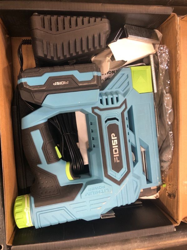 Photo 2 of 18 Gauge Cordless Nail Gun, 2 in 1 Battery Operated Brad Nailer/Stapler, 20V Electric Staple Gun with 2.0A Battery, 2.4A Charger, A Storage Bag, 1000 Staples and 1500 Nail Blue