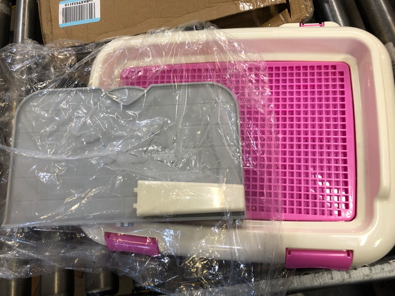 Photo 2 of Dog Toilet Toilet Training Kit Wee Training for Small Medium Dogs Indoor Puppy Training Toilet Cat Potty Fence Dog Scheduled Urination Potty Tray Keep Paws Floors Dry(Pink)
