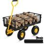 Photo 1 of VEVOR Steel Garden Cart, Heavy Duty 900 lbs Capacity, with Removable Mesh Sides to Convert into Flatbed, Utility Metal Wagon with 180° Rotating Handle and 10 in Tires, Perfect for Garden, Farm, Yard