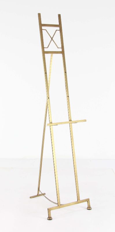 Photo 1 of 57 in. Gold Metal Large Free Standing Adjustable Display Stand 3 Tier Easel with Chain Support
