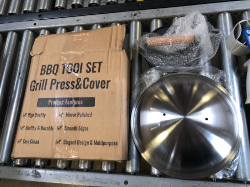 Photo 1 of ++COVER IS MISSING HANDLE++ BBQ TOOI SET GRILL PRESS AND COVER 