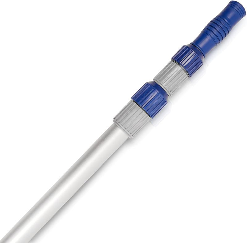 Photo 1 of 12 FT Telescopic Swimming Pool Pole - Adjustable 2 Piece Aluminum Pool Pole for Pool Cleaning Skimmer Nets Vacuum Heads & Brushes, Strong Grip & Lock
